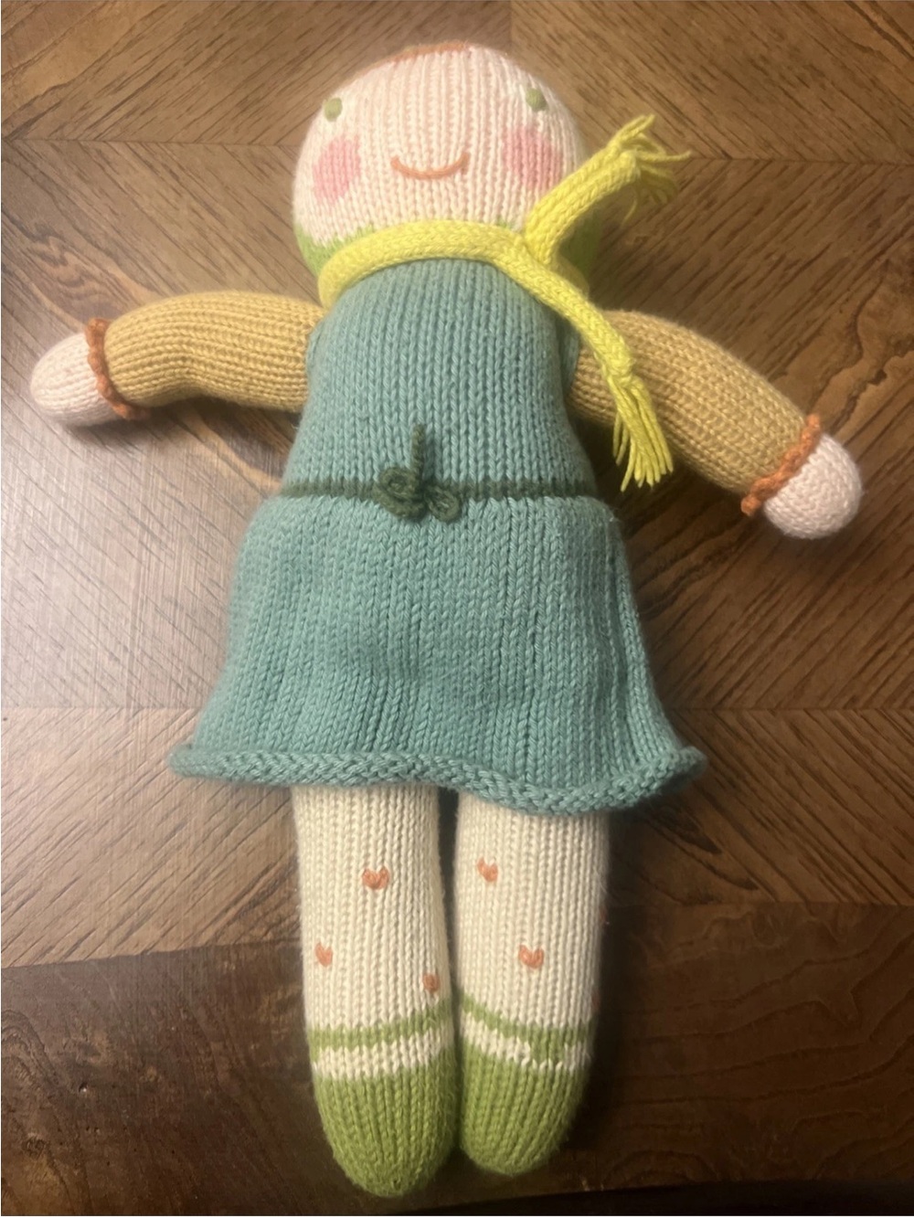 Vintage BlaBla Kids Plush Apple Girl Doll Cotton Knit 12" Handmade in Peru
